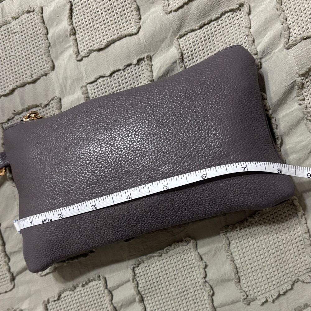 Gray Pebbled Leather Wristlet Clutch - Picture 6 of 7